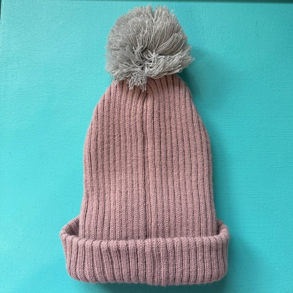 Herschel Kids Pink Ribbed Knit Beanie Pom Pom Logo Winter Outdoors Stretchy - Picture 5 of 6